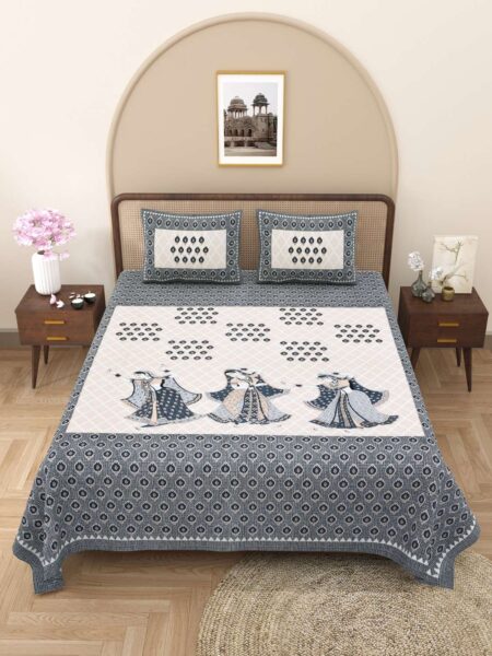 Liranya Urban Calm Grey Cotton Double Bedsheet
