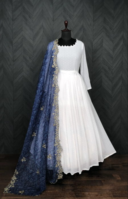 Anarkali Gown with Bandhani Print Dupatta